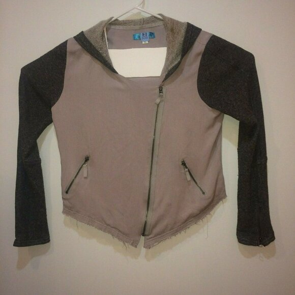 Buttons Women's Large Hooded Jacket Long Sleeves Hoodie Zip Front Brown Tops L - Picture 11 of 13